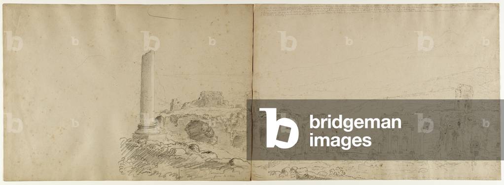"Monte Etna da Taormina", 1842 di Thomas Cole, b/w