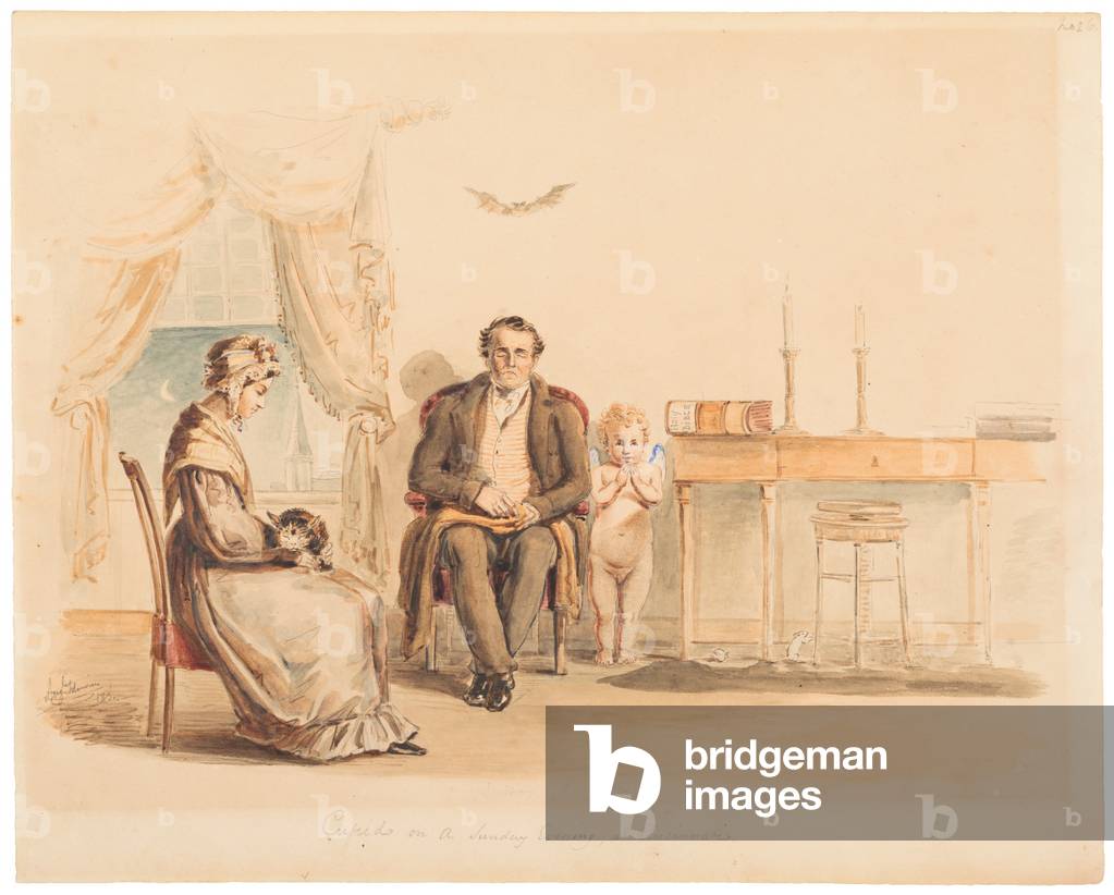 Cupido su un Domenica sera, a Cincinnati, 1830 (penna & inchiostro nero su matita su carta)