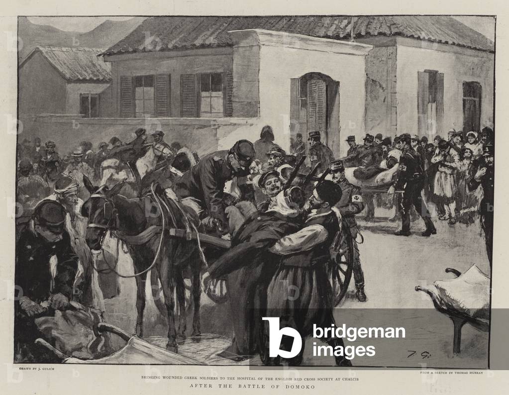 Image de Estampe représentant Après la bataille de Domoko (litho) par English School