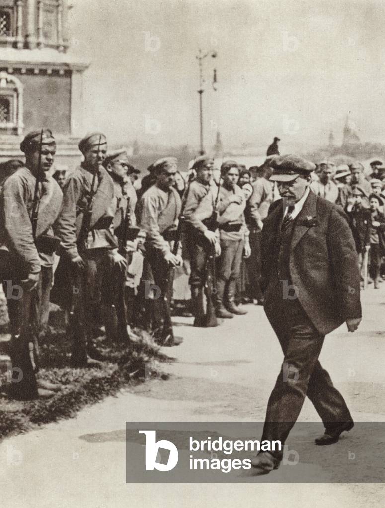 Image of Photography depicting Lenin on his way to the site where the foundation-stone of the "Emancipated Lab