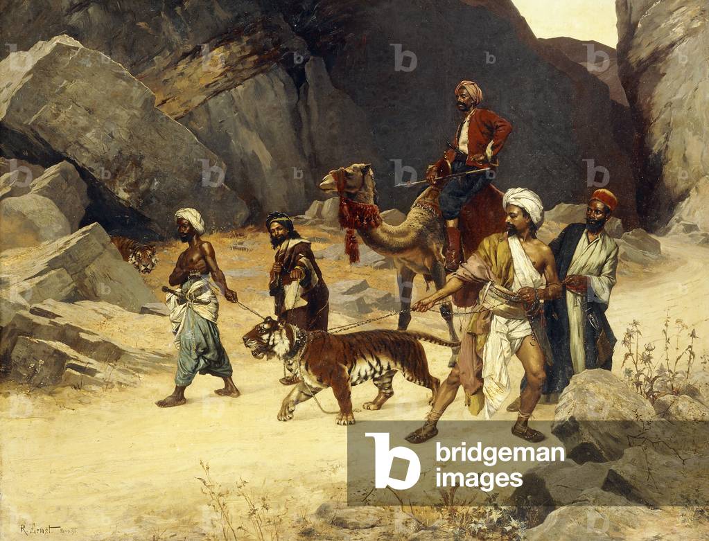 Immagine di Dipinto "la tigre caccia 1896 (olio su tavola)", 1896 di Rudolphe Ernst
