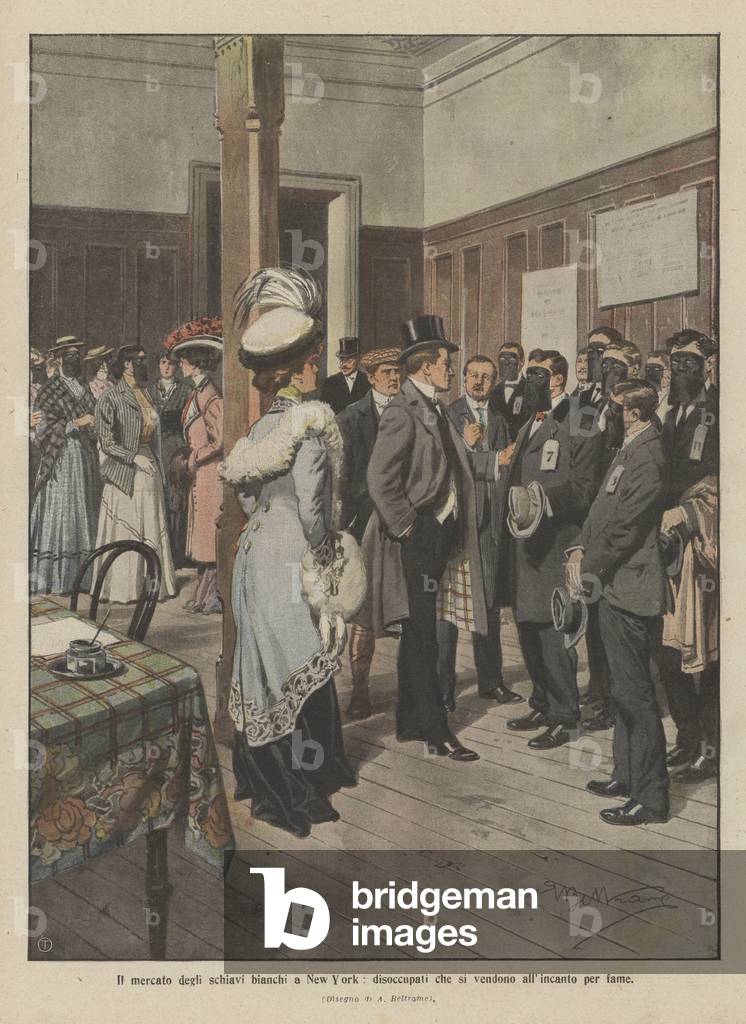 "Il mercato degli schiavi bianchi a New York" di Achille Beltrame