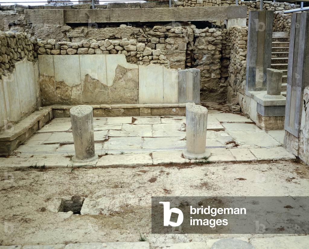 The megaron in royal apartments, at Phaistos Palace, Crete, Minoan