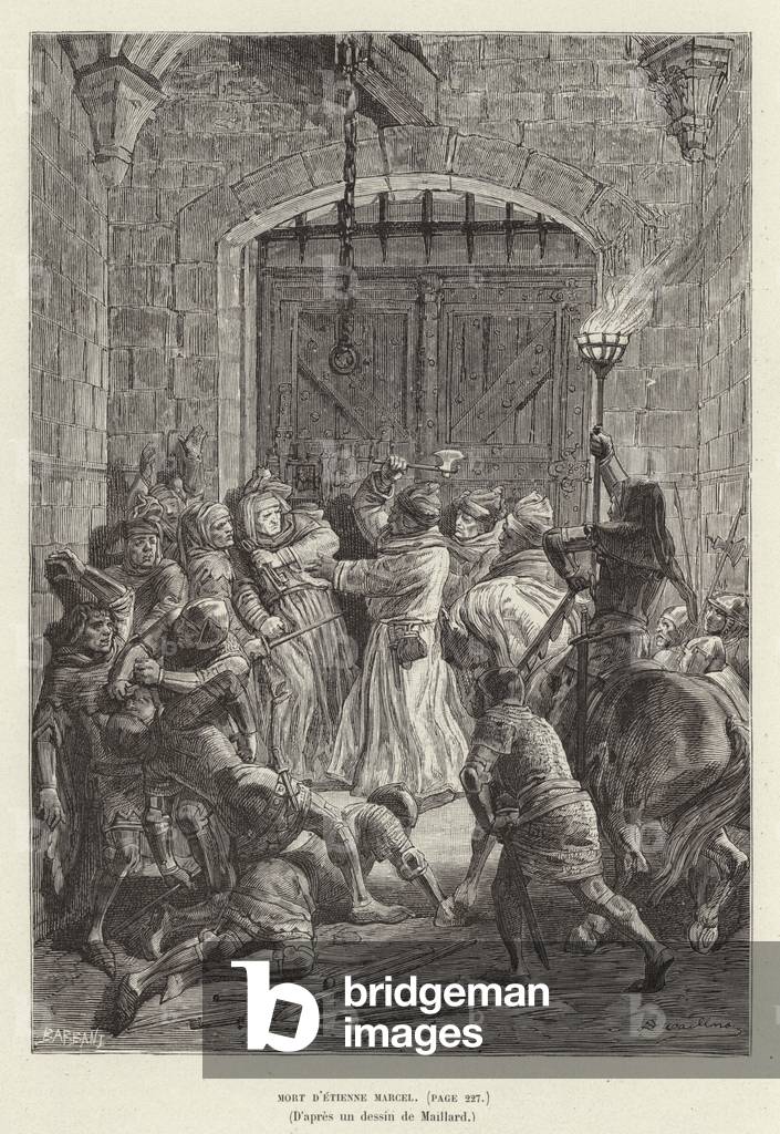 "Mort d'Etienne Marcel. Ermordung von Etienne Marcel" 1801 von French School