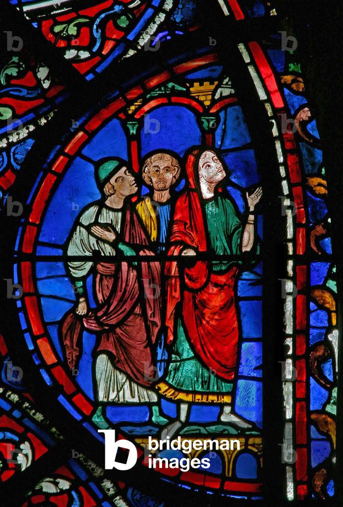 The St Thomas window: a group (w23) (stained glass) by French Artist
