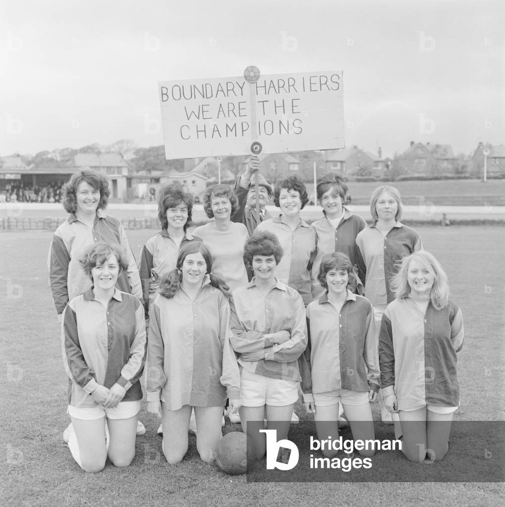 Image of Women's football team, Onchan Park, May 1970 (b/w photo)