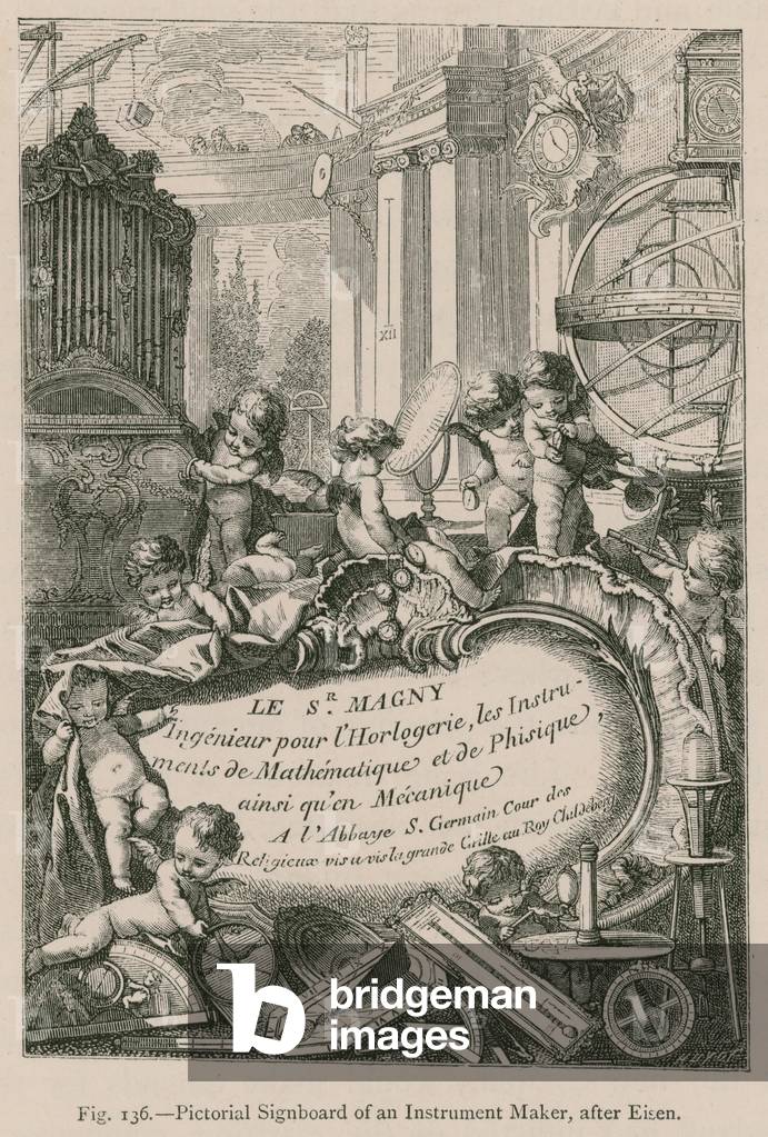 Segnaletica pittorica di un costruttore di strumenti, dopo Eisen (incisione)