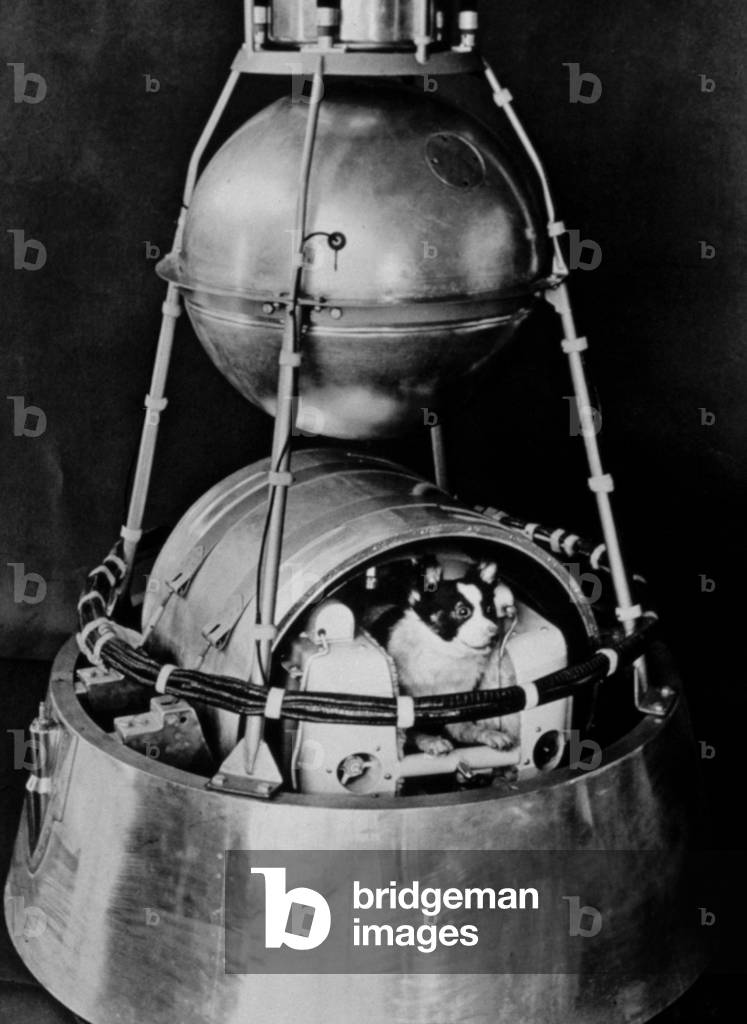 Image of SPUTNIK II, launched by Russia in 1957, with dog inside