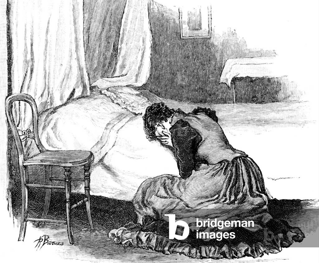 "Illustration mit einer jungen Frau" 1892, b/w