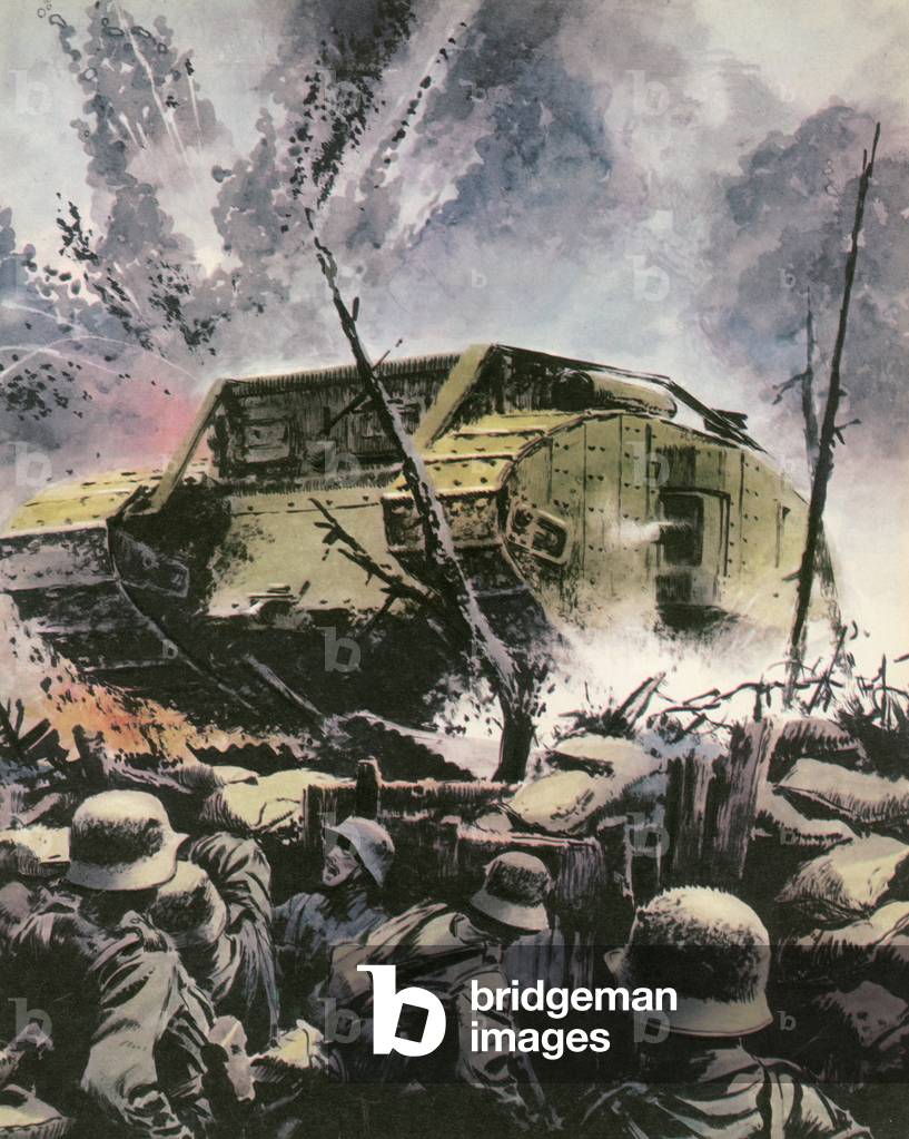 Bild von Druck "An der Somme war Großbritanniens neue gepanzerte Waffe" von Frank Bellamy