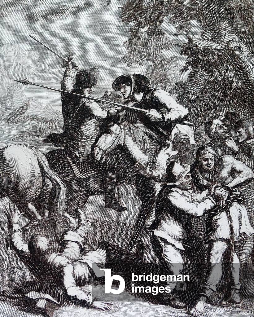 Don Quichotte libère les esclaves de Galley-. de William Hogarth