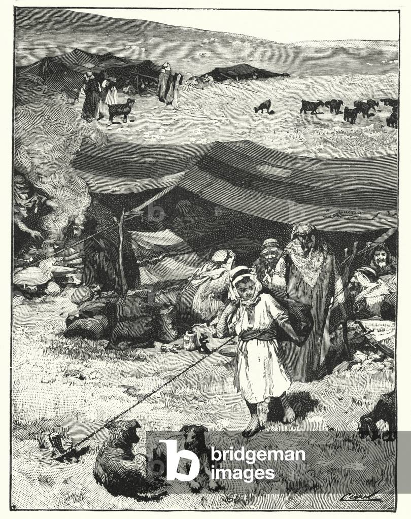 Image of Print depicting A Bedouin encampment (litho) by Henry Andrew Harper