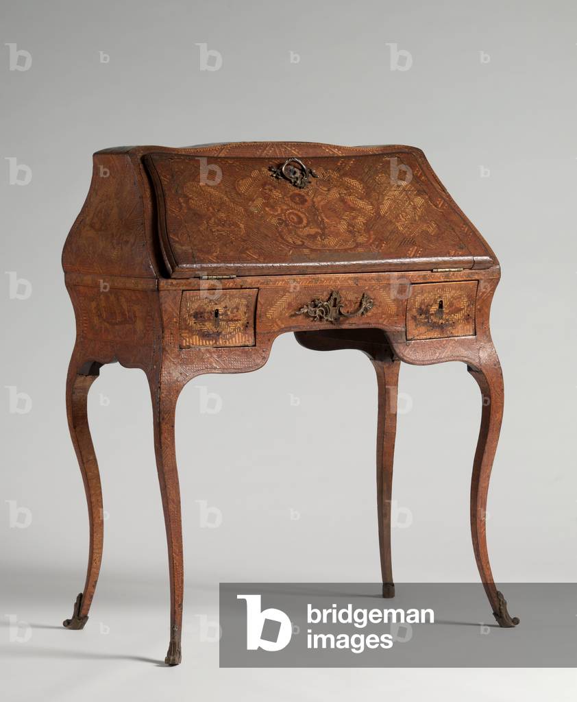 Damen Schreibtisch, c.1750-75 (Eiche mit Stroh-Intarsien)