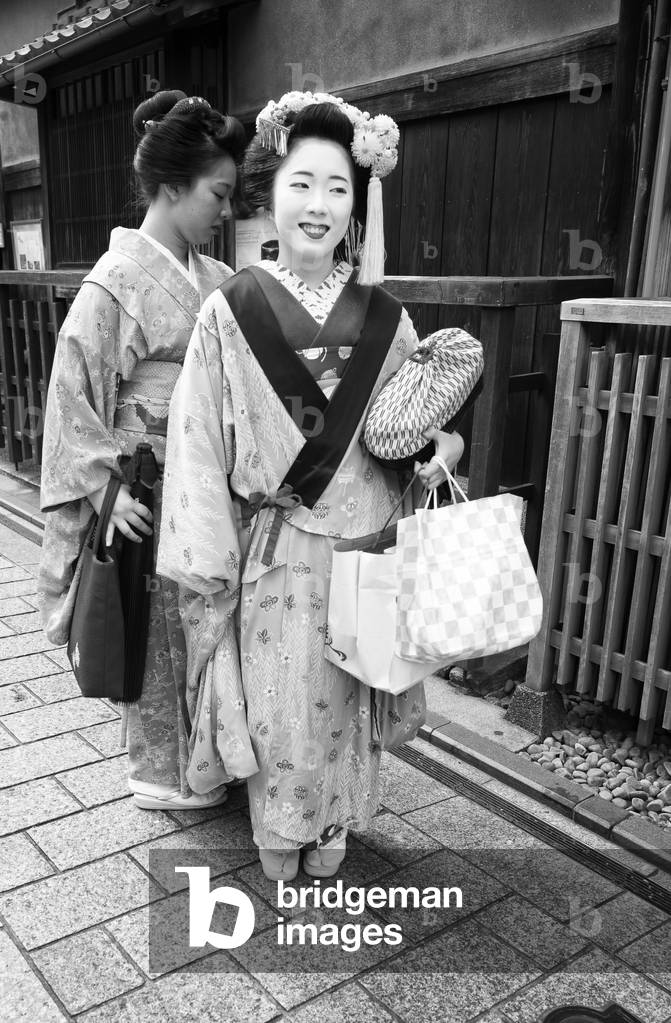 Scena di strada di Kyoto, Giappone (foto in b/n)