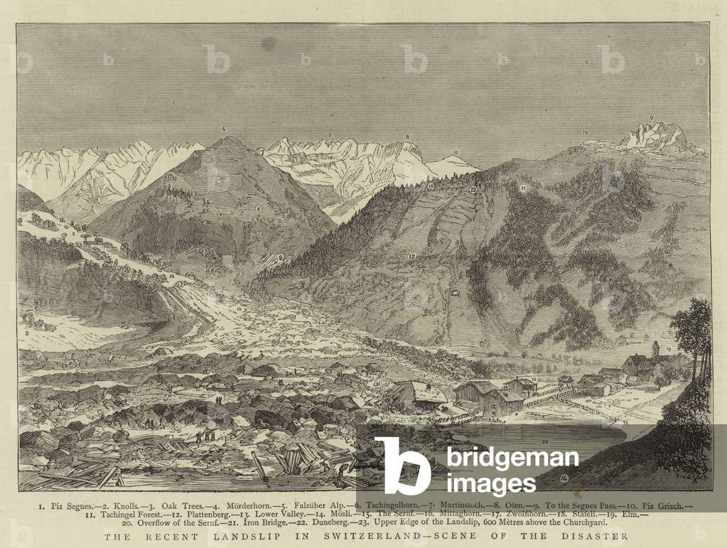 "Der jüngste Erdrutsch in der Schweiz" von English School, b/w