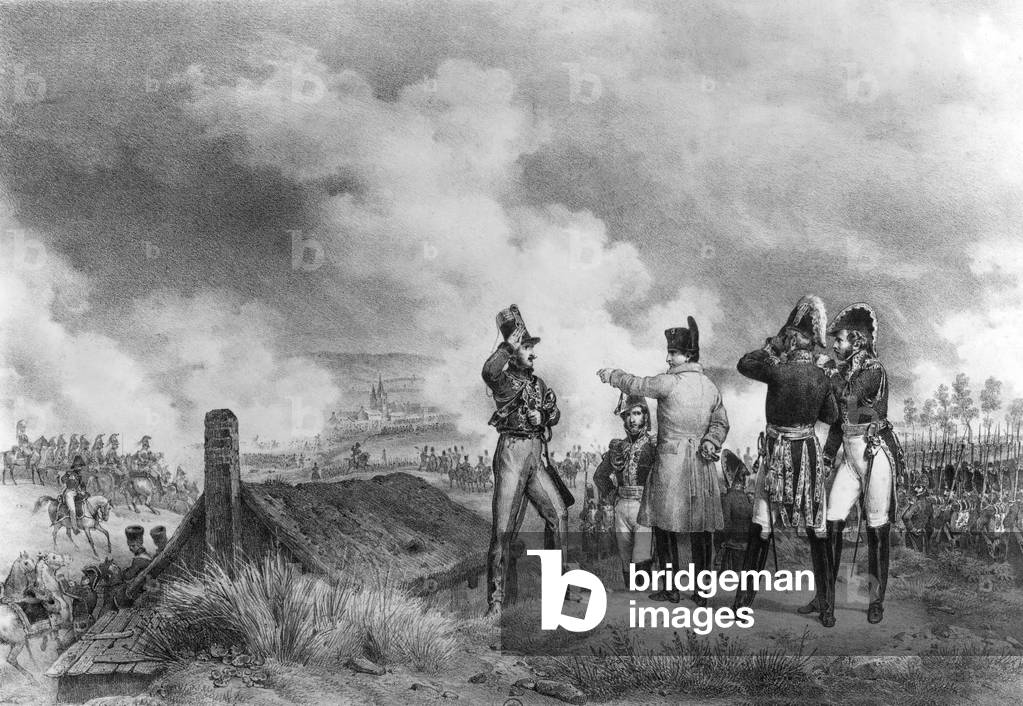 Imperatore francese Napoleone 1° davanti a Ligny sous Fleurus durante la battaglia vinta contro i prussiani il