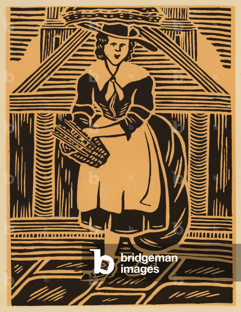 Bild von Druck "Das alte London: Kirschenverkäufer (Holzschnitt)" 1901 von Raphael Nelson