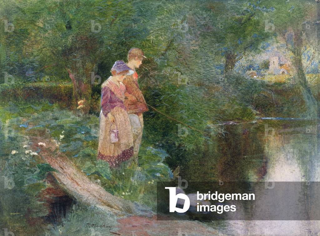 Die jungen Angler (w/c auf Papier)