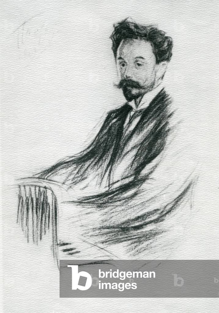 Image of Drawing depicting Alexander Nikolayevich Scriabin (1827-1915), 1909 by Leonid Osipovic Pasternak