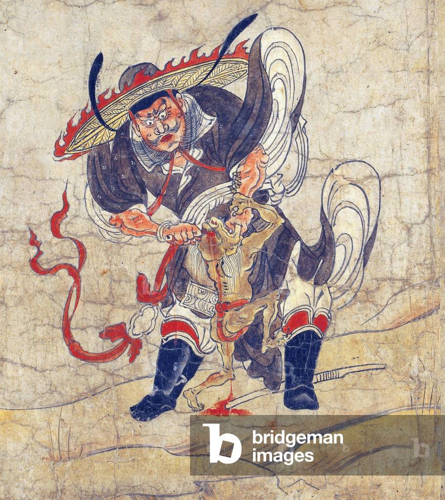 Japan: Extermination of Evil by Shoki. 12th century scroll painting.