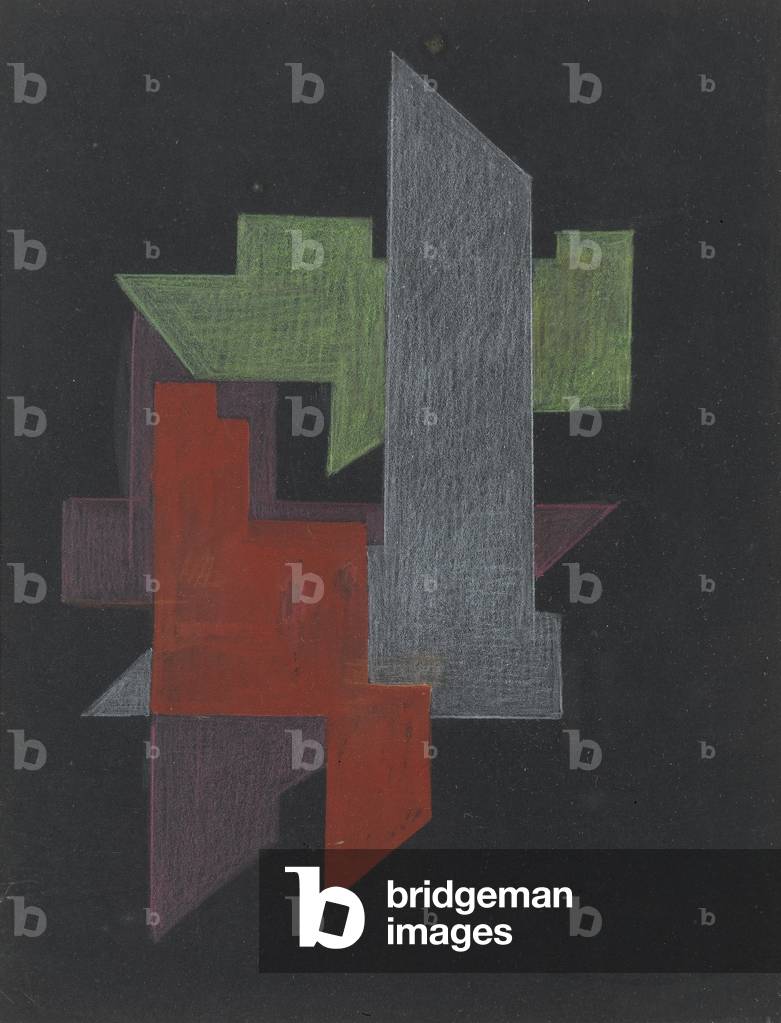Uprights, 1936-37 (coloured chalks & gouache on black paper)
