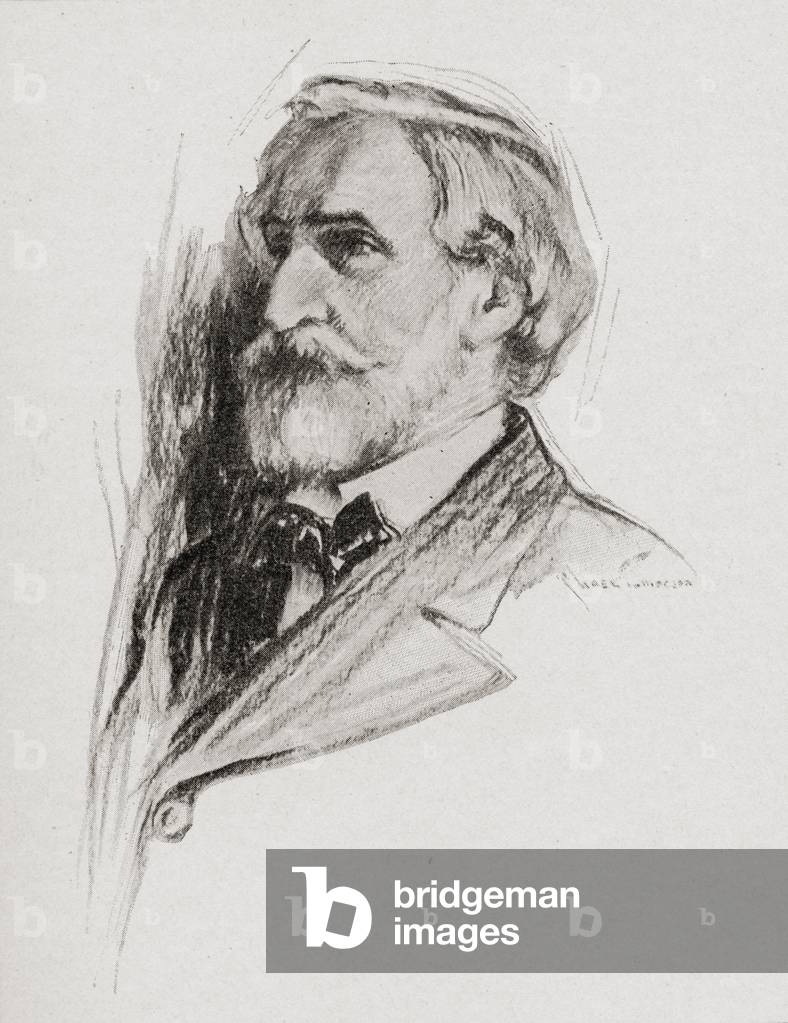 Bild von Zeichnung "Giuseppe Verdi" von Chase Emerson, b/w