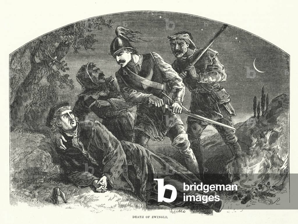Death of Zwingle (engraving) by English Artist