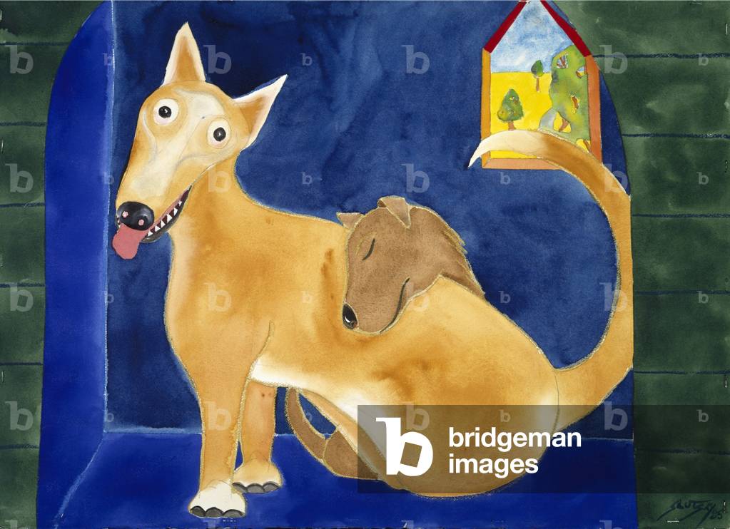 Cani di Erik Slutsky, acquerello, gouache e pastello, 1985, XX secolo
