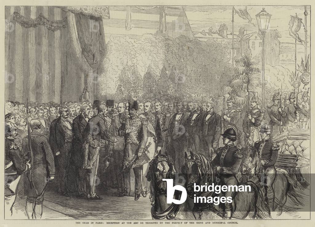 "Der Schah in Paris" 1873 von English School, b/w