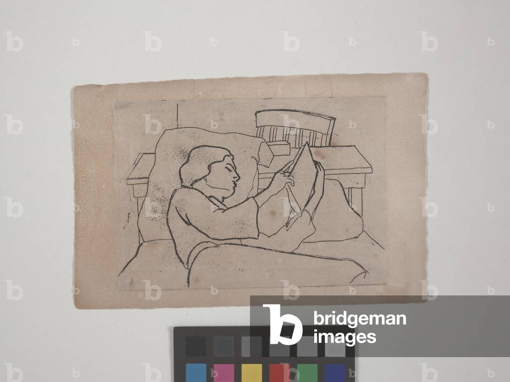 Senza titolo (ragazza che legge a letto), 1945 (incisione)