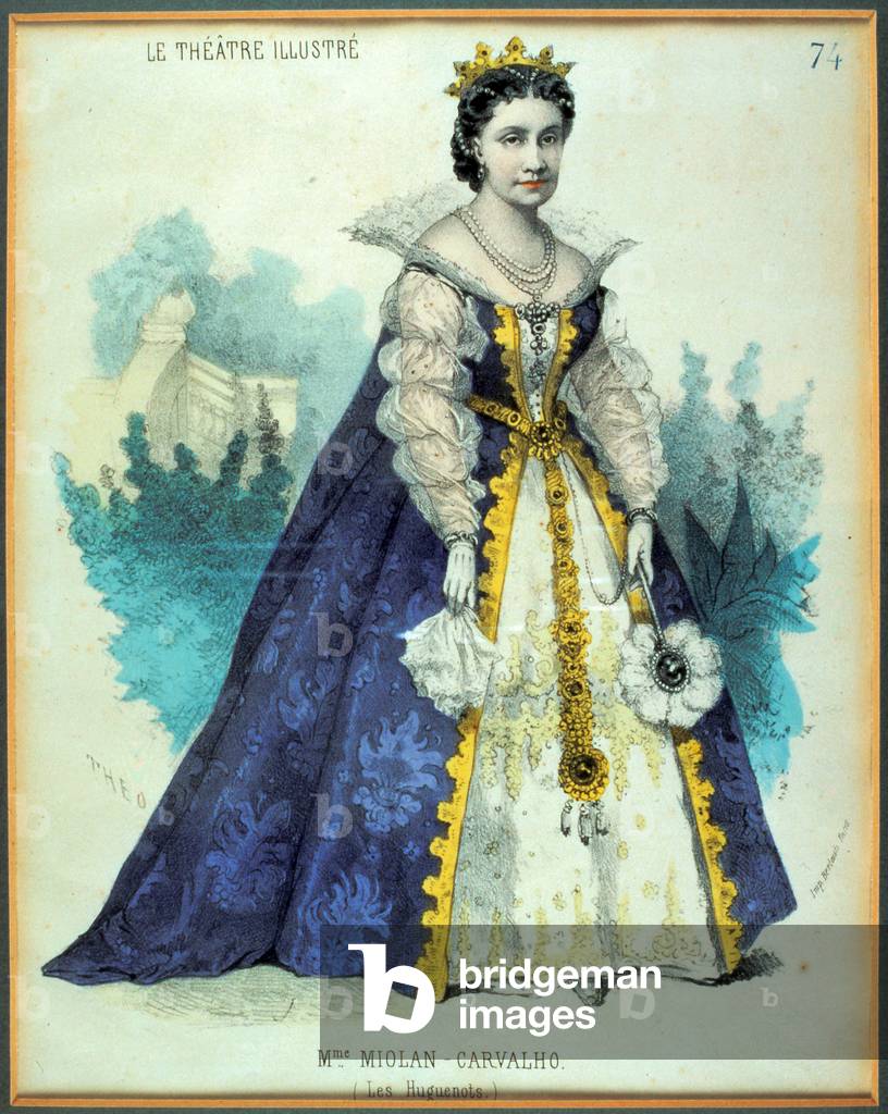 Marie MIOLHAN-CARVALHO (Sopran Französisch, 1827-1895) in Meyerbeers Oper “Les Huguenots”
