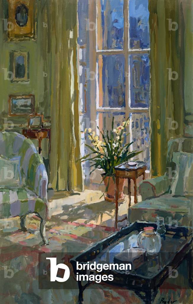 Morgenzimmer mit Orchidee (Öl auf Leinwand)