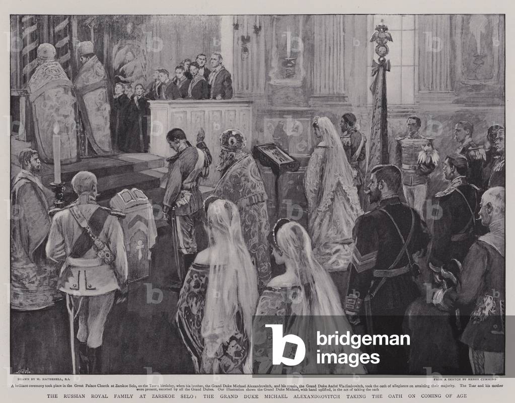 Image of Print depicting The Russian Royal Family at Zarskoe Selo by William Hatherell