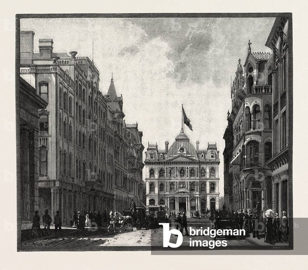 Toronto Street, e ufficio postale, Canada, incisione del diciannovesimo secolo