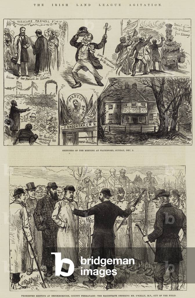 "The Irish Land League Agitation (Gravur)" von English School, b/w