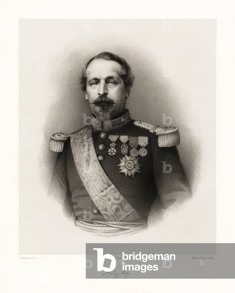 Bild von Druck "Charles Louis Napoléon Bonaparte" 1865 von Auguste Charpentier, b/w
