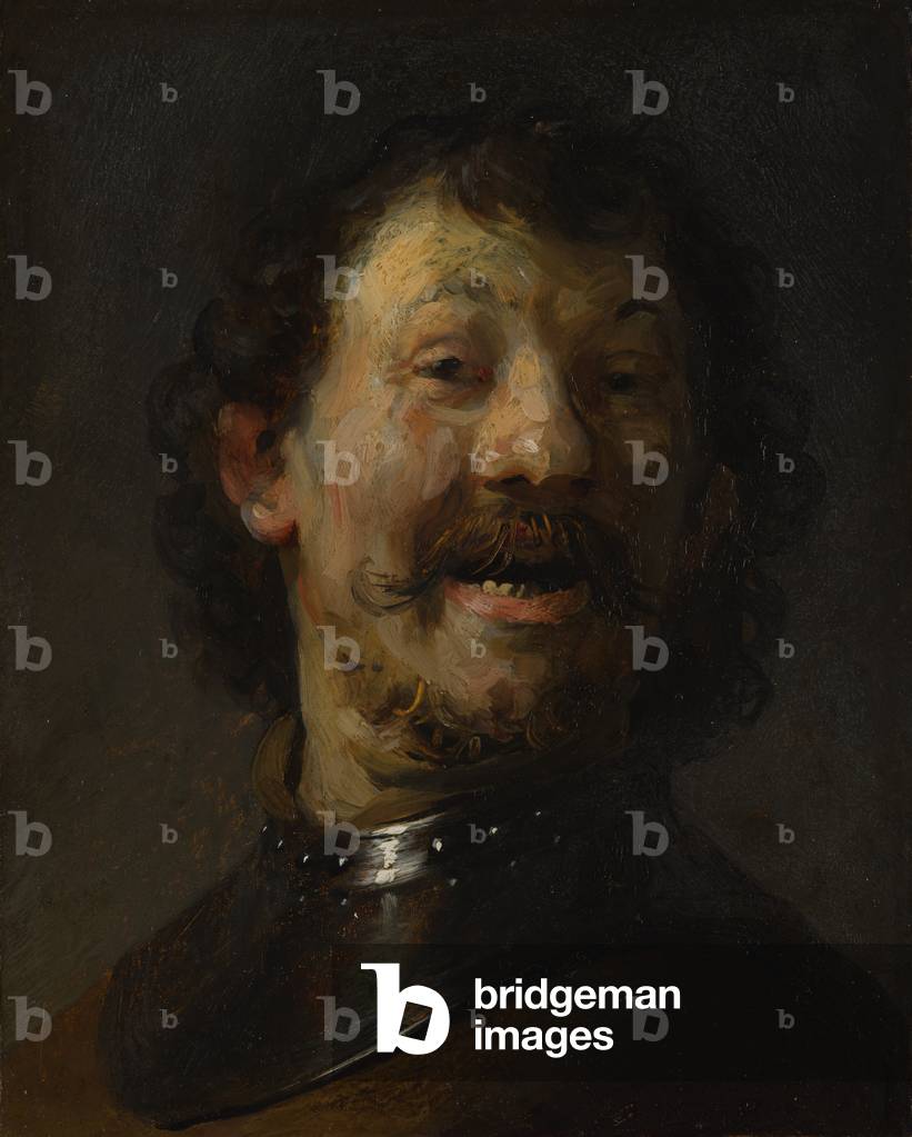 The Laughing Man by Rembrandt Harmensz. van Rijn, b/w
