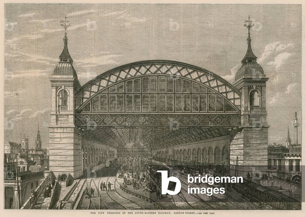"Die City Terminus der südöstlichen Eisenbahn" von English School, b/w
