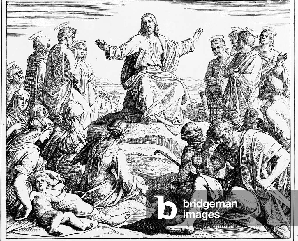 "Szene aus dem Neuen Testament der Heiligen Bibel", b/w