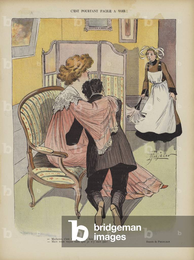 Illustration for Le Rire (colour litho) by Rene Prejelan