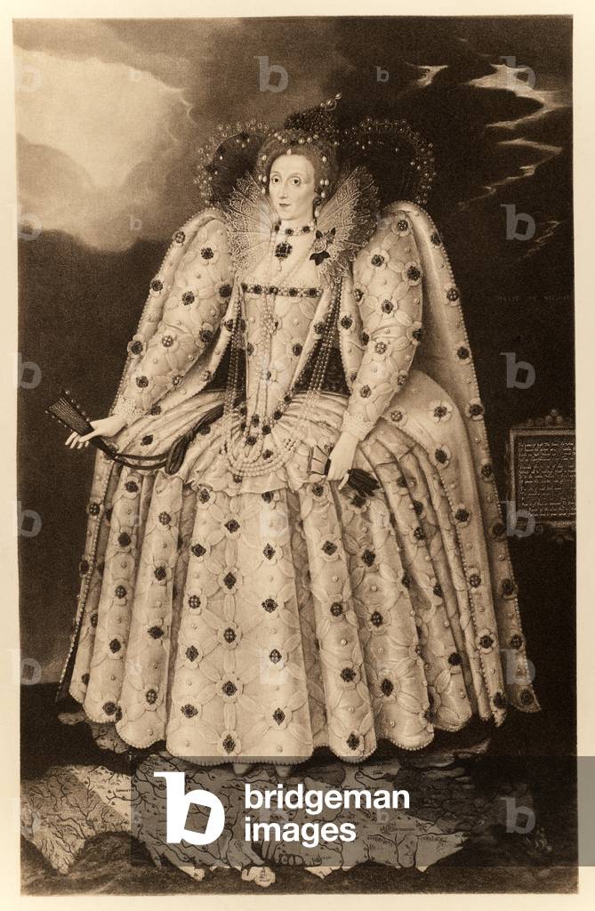 Regina Elisabetta I ('The Ditchley Portraito'), da 'James I e VI', stampato da Manzi Joyant & Co. Parigi, 1904