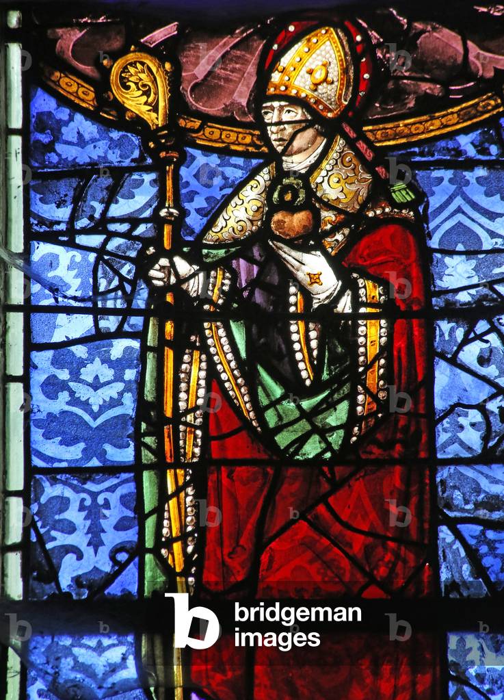 Window w20 depicting St Augustine holding a flaming heart (stained glass) by French Artist