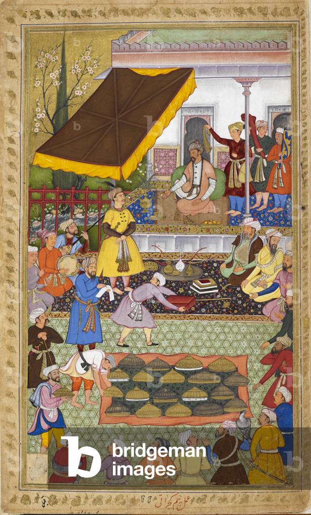 "Babur wird von Jahangir Mirza in Ghazni unterhalten (1505) (Bhim Gujarati)."