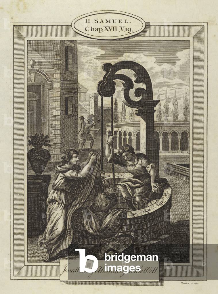 "Jonathan e Ahimaaz nel pozzo" 1801 di English School