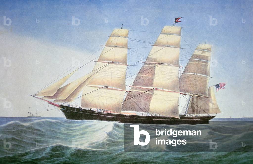 Sovrano dei mari, litografia di Nathaniel Currier (1813-88), 1852 (color lito)