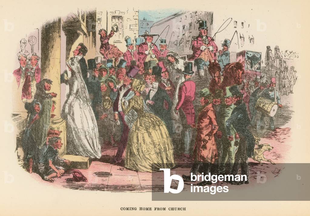 "Illustrazione per Dombey e Son (color lito)" di Hablot Knight Browne