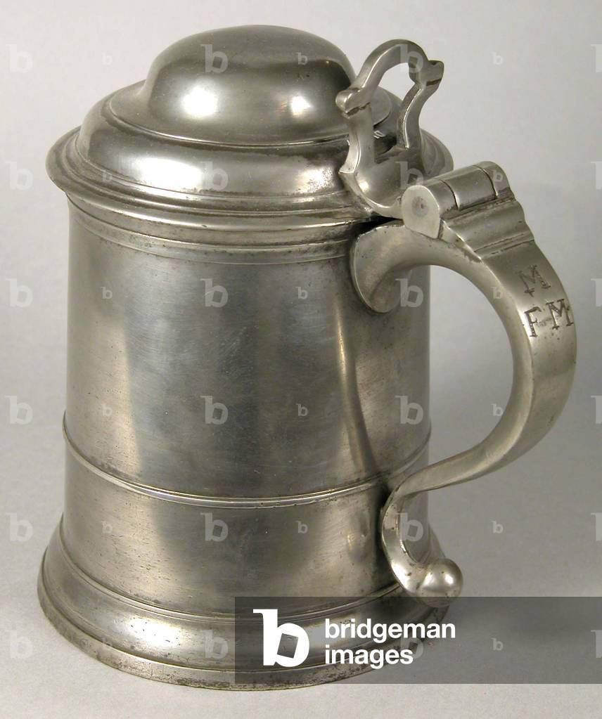 Tankard anglais en étain de Robert Bush 1760-70