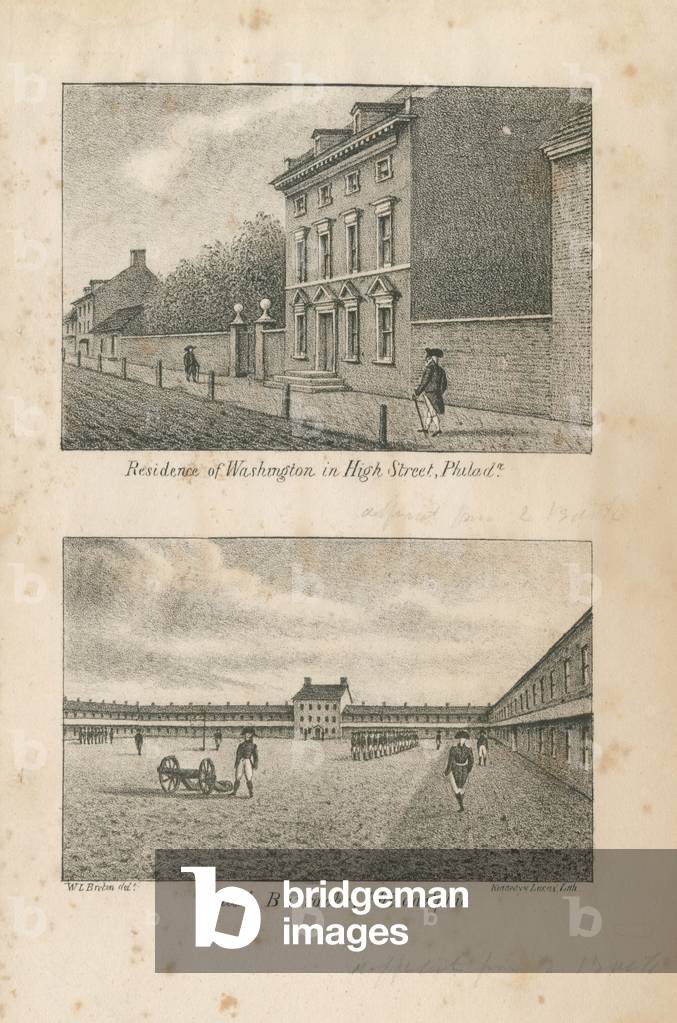 Immagine di Stampa "Residenza di Washington in High Street", 1830 di William L. Breton, b/w