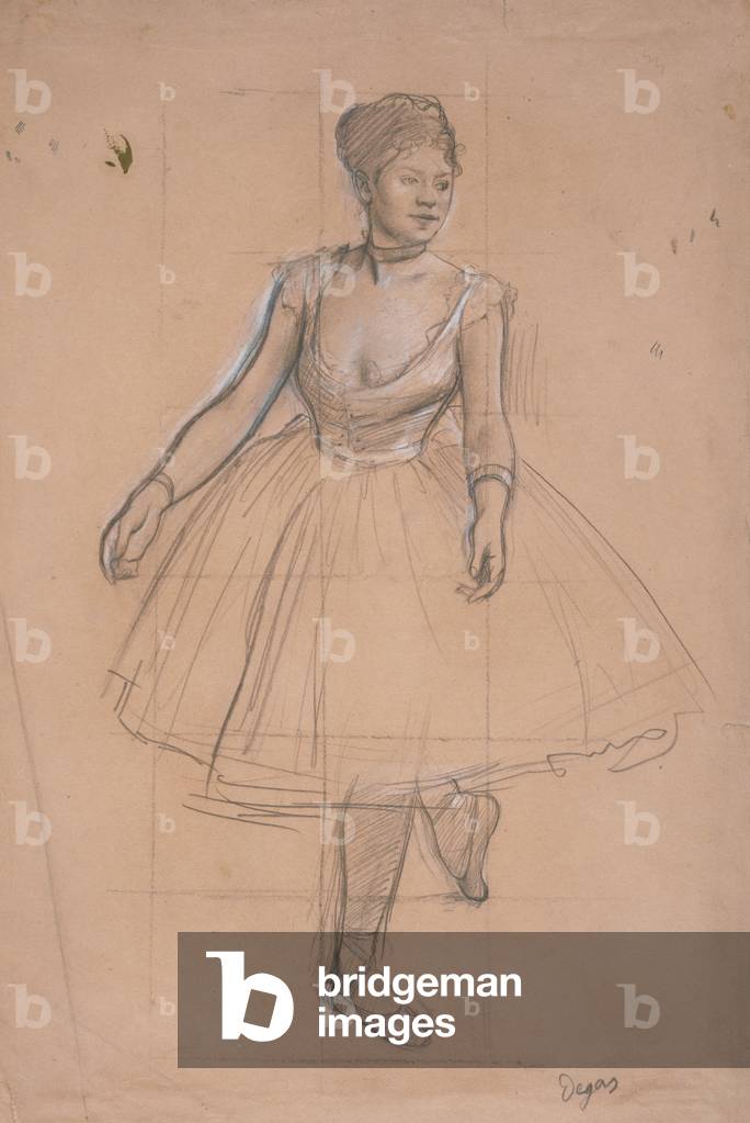 "A Balletttänzerin in Position mit Blick auf Dreiviertelfront" 1872 von Edgar Degas