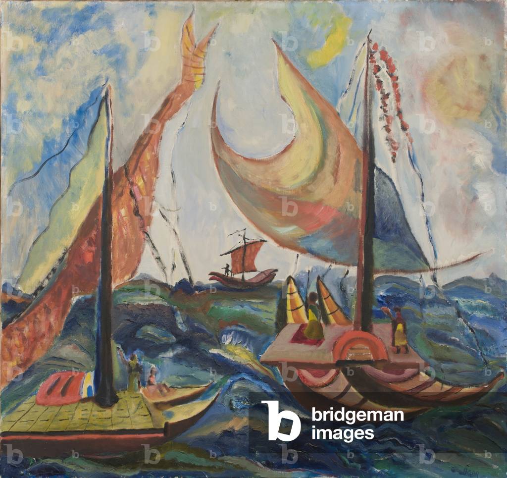 Immagine di Dipinto "Pescherecci in un mare orientale di Josef Bard", 1958 di Eileen Agar